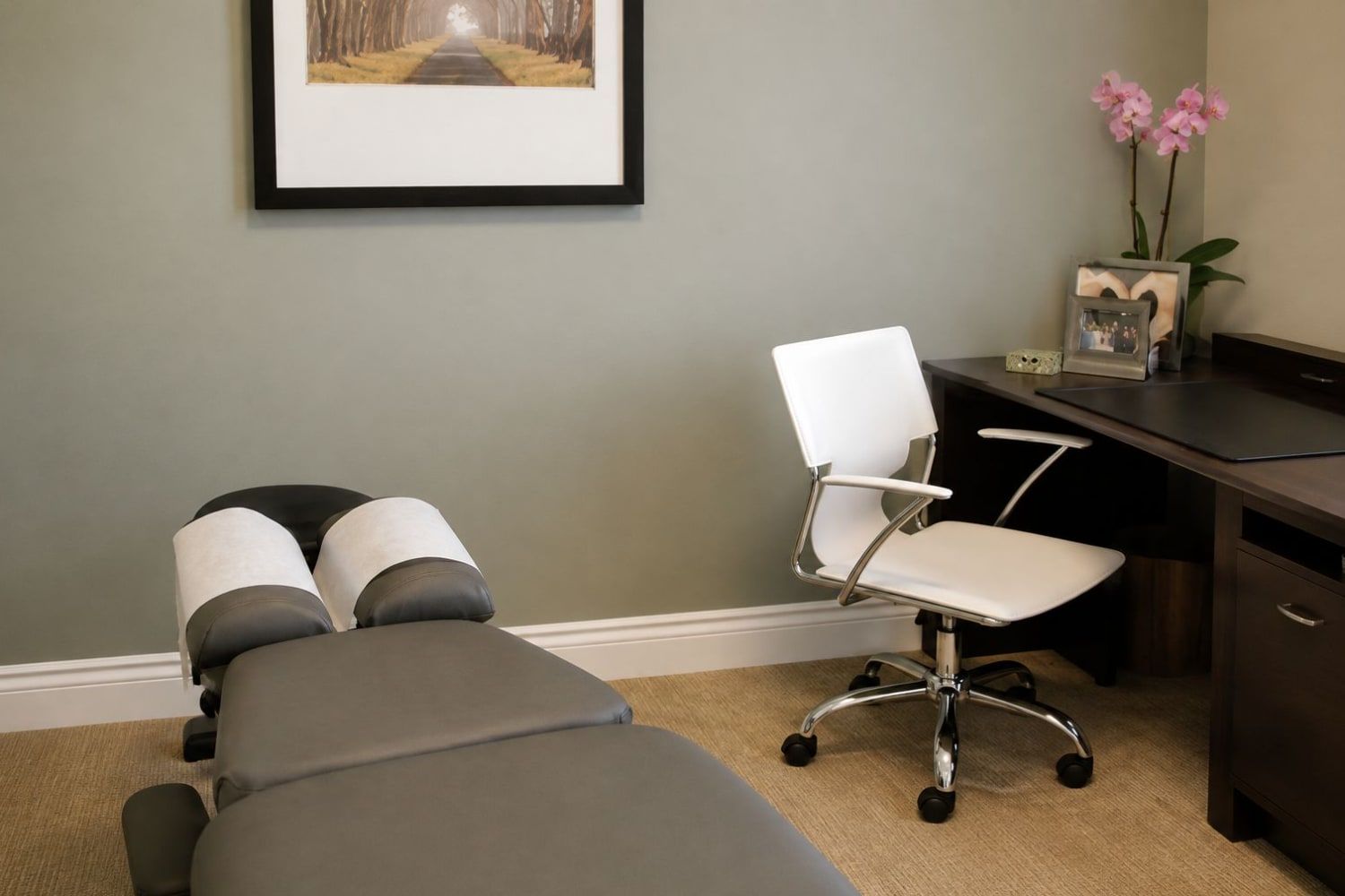 The treatment room, with the adjusting table